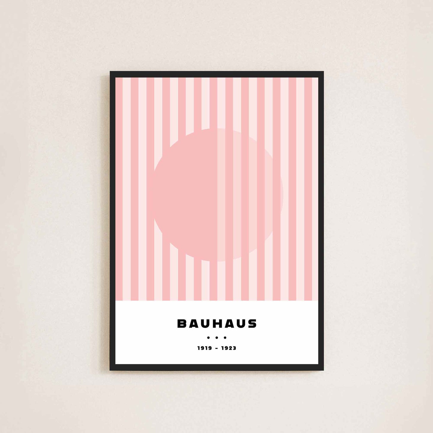 A print inspired by the Bauhaus movement, featuring lines and circles poster artwork.